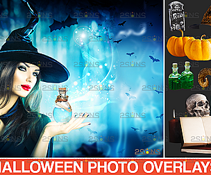 Halloween overlay & Skull png , pumpkin overlay,