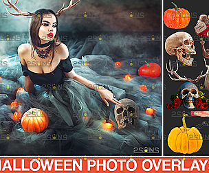 Halloween overlay & pumpkin overlays,Skull png