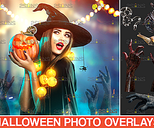 Halloween photoshop overlay &Skull png, zombie