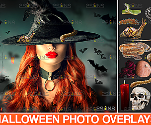 Halloween clipart & Halloween photoshop overlay: