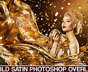 Gold fabric overlay photoshop &Flying dress