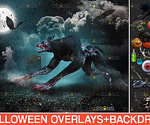 Halloween backdrop & Photoshop overlay