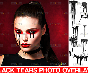 Tear drop photoshop overlay: Black tears