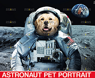 Astronaut Pet portrait template, & Digital pet