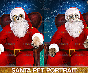 Santa Pet portrait template & Santa overlay