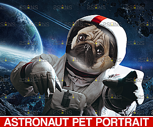 Astronaut Pet portrait template, & Digital pet