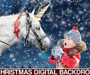 Christmas unicorn backdrop & Christmas overlay