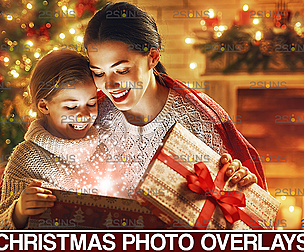 Christmas light overlay & Digital gold overlay