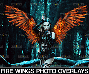 Fire digital angel wings & Photoshop overlay