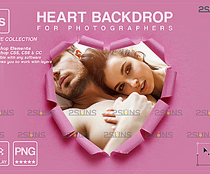 Torn Paper Overlay &  Valentine digital backdrop,