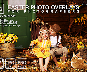 Digital easter photoshop overlay & Easter bunny
