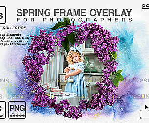 Floral frame clipart &  Flower overlay