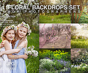 Floral backdrop & Digital backdrop, overlay