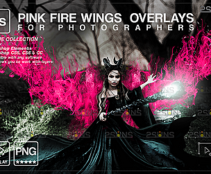 Digital angel wings photo overlays & PINK angel