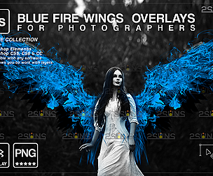 Digital angel wings photo overlays &Blue angel