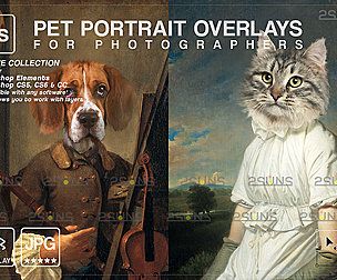 Royal Pet Portrait templates , Digital pet art