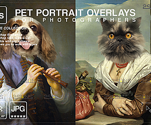Royal Pet Portrait templates, Digital pet art,