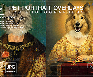 Royal Pet Portrait templates, Digital pet art