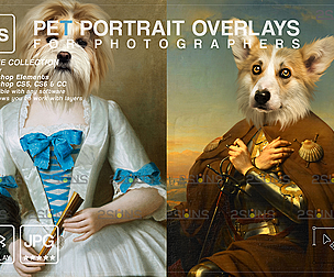 Royal Pet Portrait templates, Digital pet art