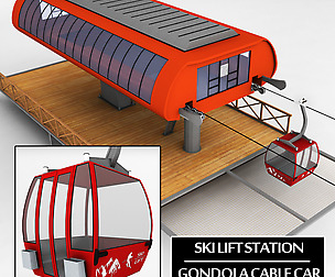 Ski lift station gondola cable car