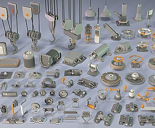 Industrial Kitbash 5 - 100 pieces