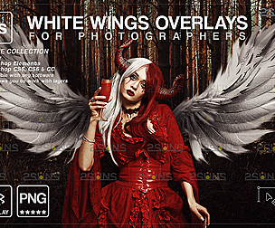 White angel wings overlay & Photoshop overlay