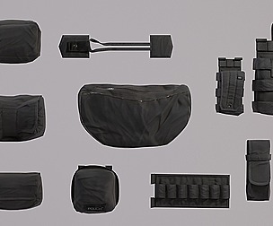 Tactical Pouches Kitbash - PBR Lowpoly Game ready