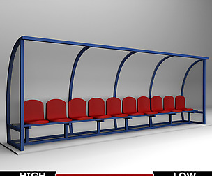 Stadium seating reserve bench low poly