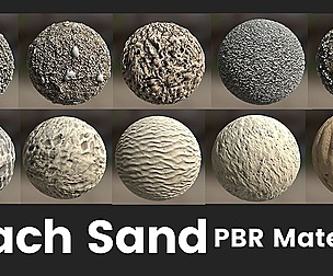 Beach sand PBR material textures set of 10