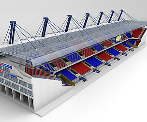 Stadium seating tribune wide high detail