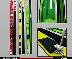 Ski jumping winter skis low poly