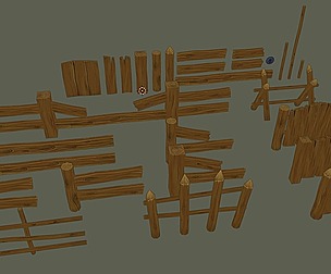 Stylized Low Poly Wooden Handpainted Fences Pack