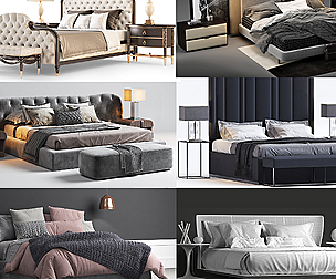 Bed and sofa HQ modern style. bedroom 45 3D-models