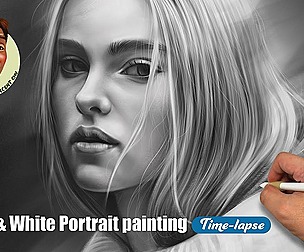 B&W Portrait Painting *Using Procreate