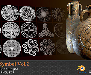 20 Viking Symbols Zbrush Brush + Alpha - VOL 02