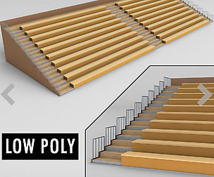 Stadium seating wooden tribune low poly