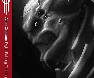 Alien Creature Digital Painting PSD, JPG, Video