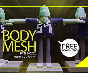 Rigged 3D Model Low Poly Mesh with Textures