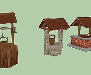 Stylized Low Poly Handpainted  Wells (pack)