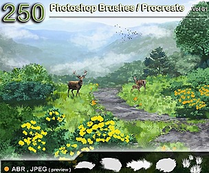 250  Photoshop Brushes / Procreate    vol 01