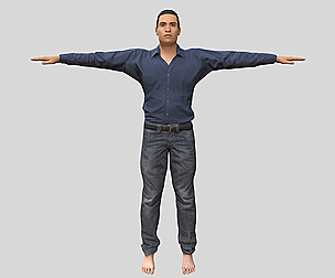 Man Low Poly in Blue Shirt Rigged
