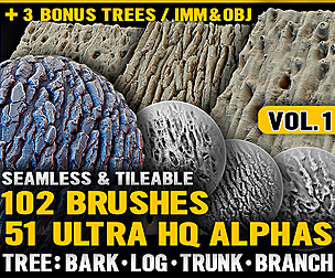 Ultra HQ Tree Bark Zbrush brushes/Alphas V1