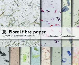 Real Floral Fibre Paper Set Textured Sheets 300 DPI Printable Craft Paper Instant Download