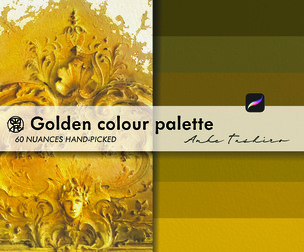 Hand-Picked Golden Colour Palette Pack RGB PDF with 60 Nuances for Procreate