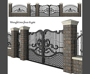 Wrought iron fence and gate