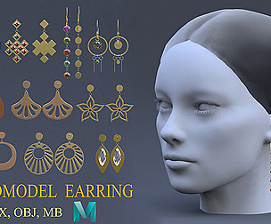 20 3D models of earring accessories
