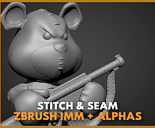 Mad teddy pack: Stitch and seam brushes for zbrush