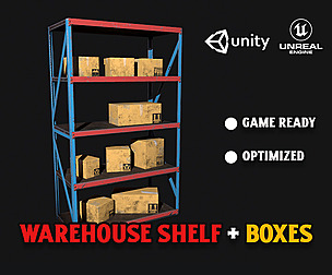 Warehouse Shelf + Cardboards
