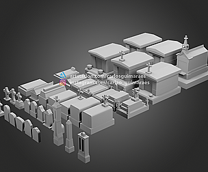 Gravestones Kit Bash Low-poly 3D model