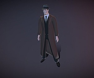 Simply Stylized Male Detective Low-poly 3D model